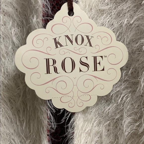 Knox Rose Boho Eyelash Open Cardigan Women’s Size Large Floral Geometric Red New - Picture 4 of 7